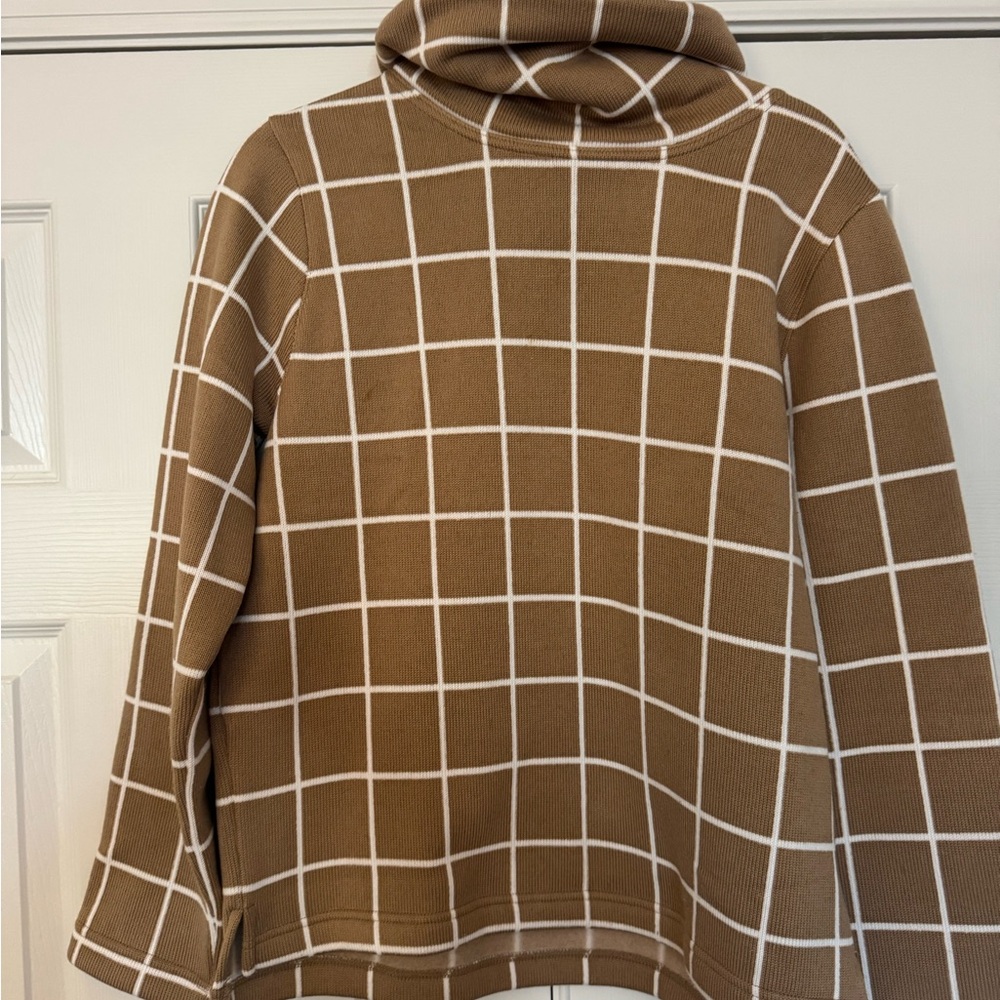 J. Crew Brown Grid Pattern Turtleneck Sweater